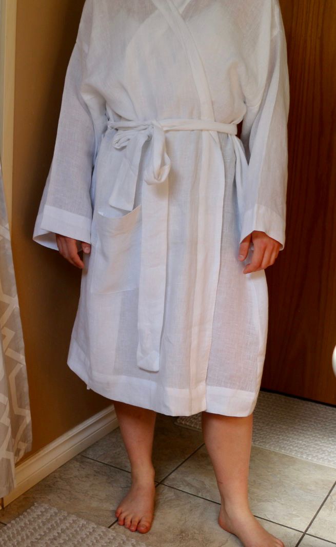 Sophia White Linen Robe