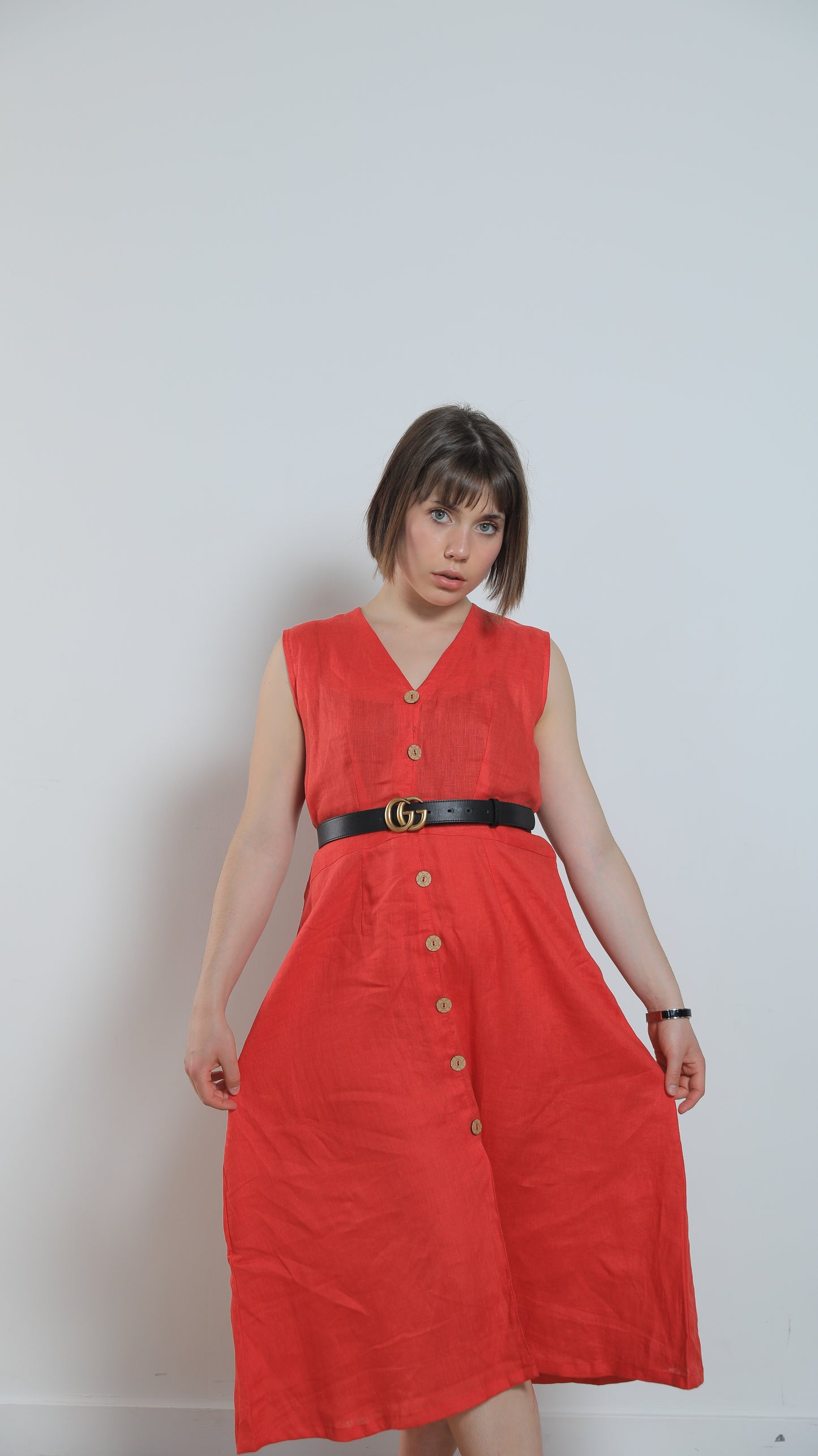 Daisy Button A Linen Dress