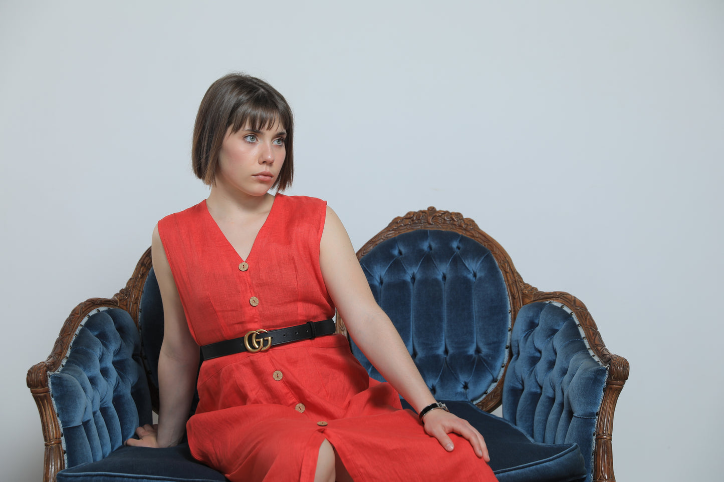 Daisy Button A Linen Dress