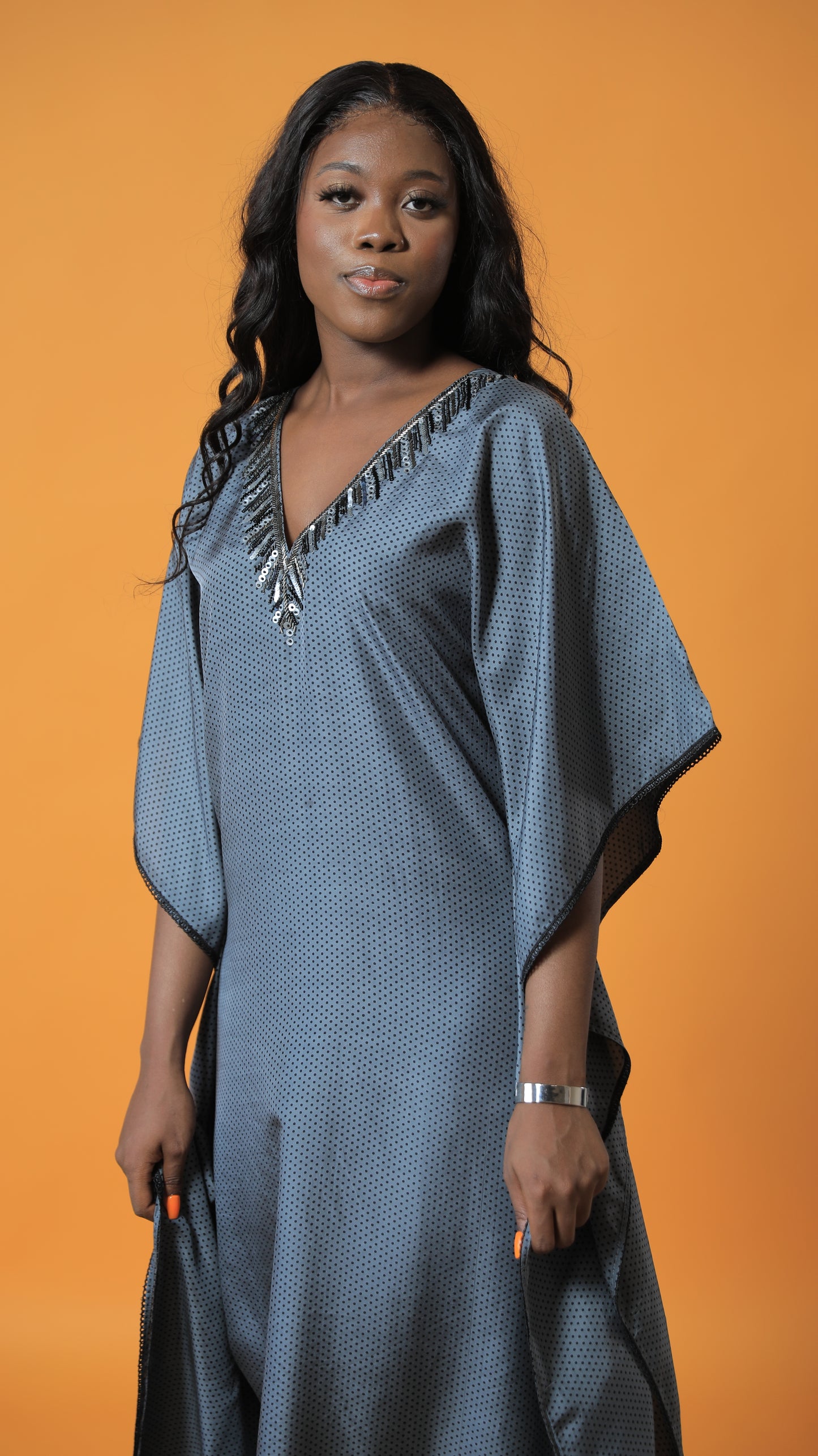 Camellia polka dot Kaftan dress