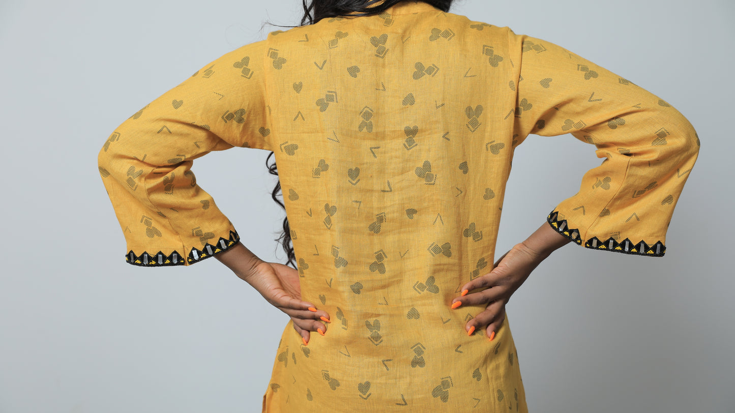 Abby Band Neck Linen dress