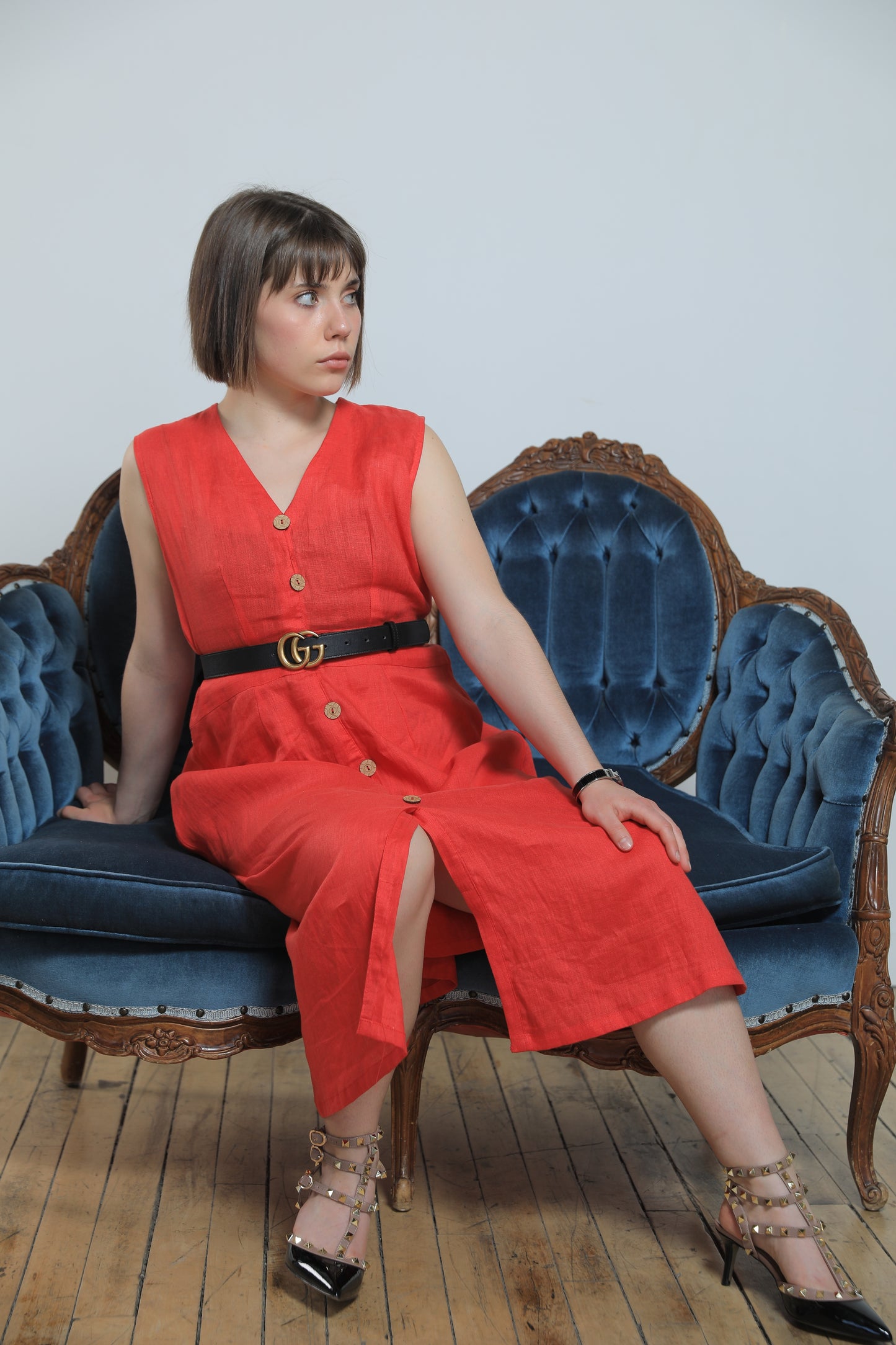 Daisy Button A Linen Dress