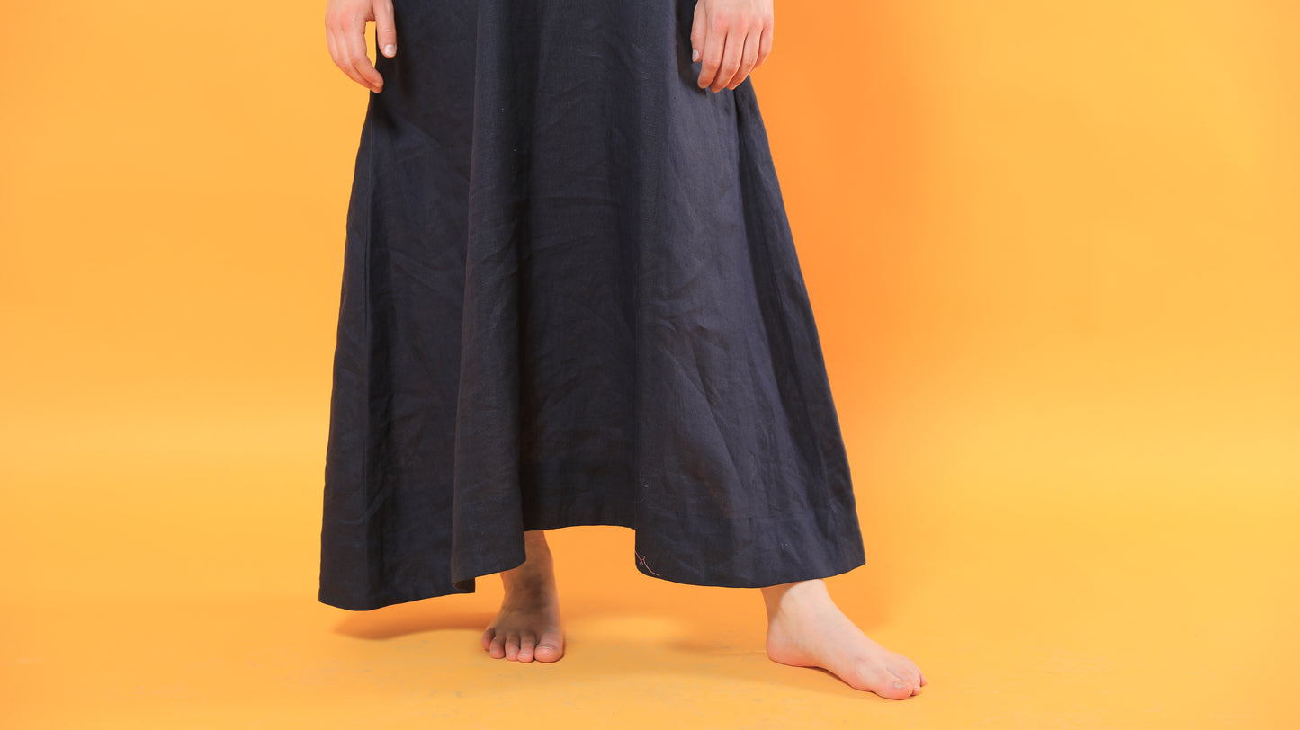 Julie Pin tucks A Line Linen dress