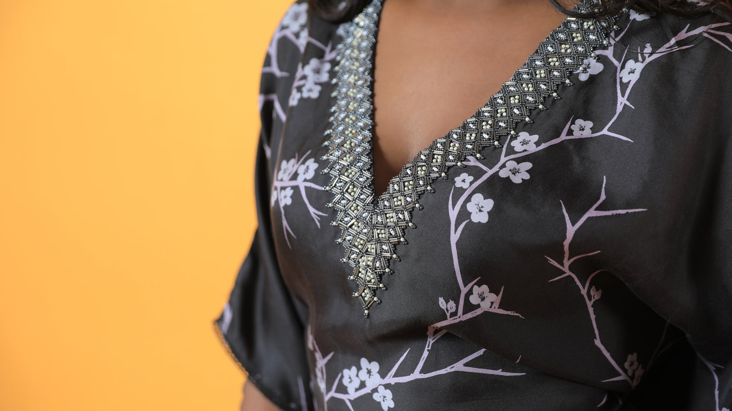 Camellia Silk Kaftan dress