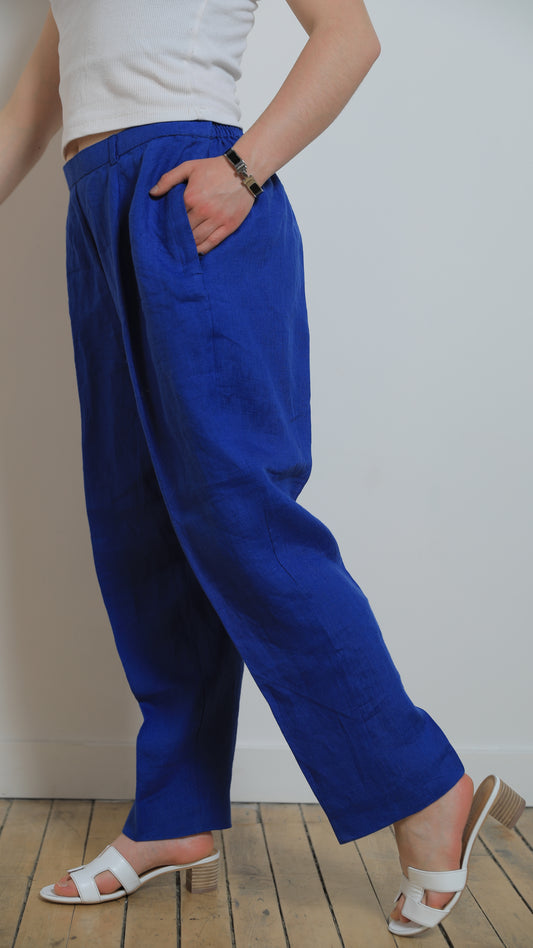 River Single Pleat Linen Pants