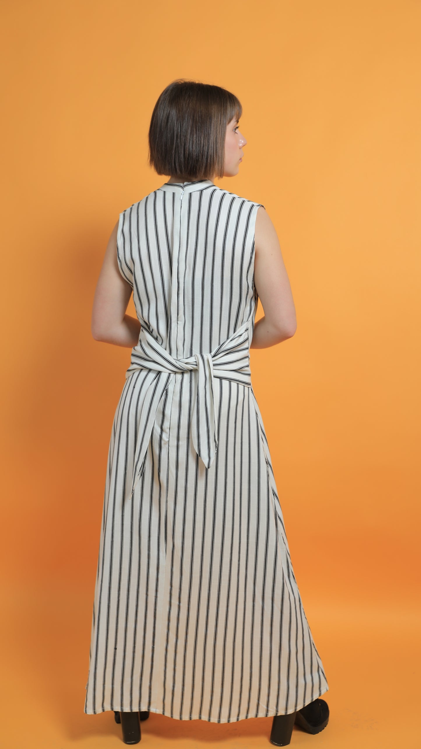 Kate Long Linen Dress with Bow