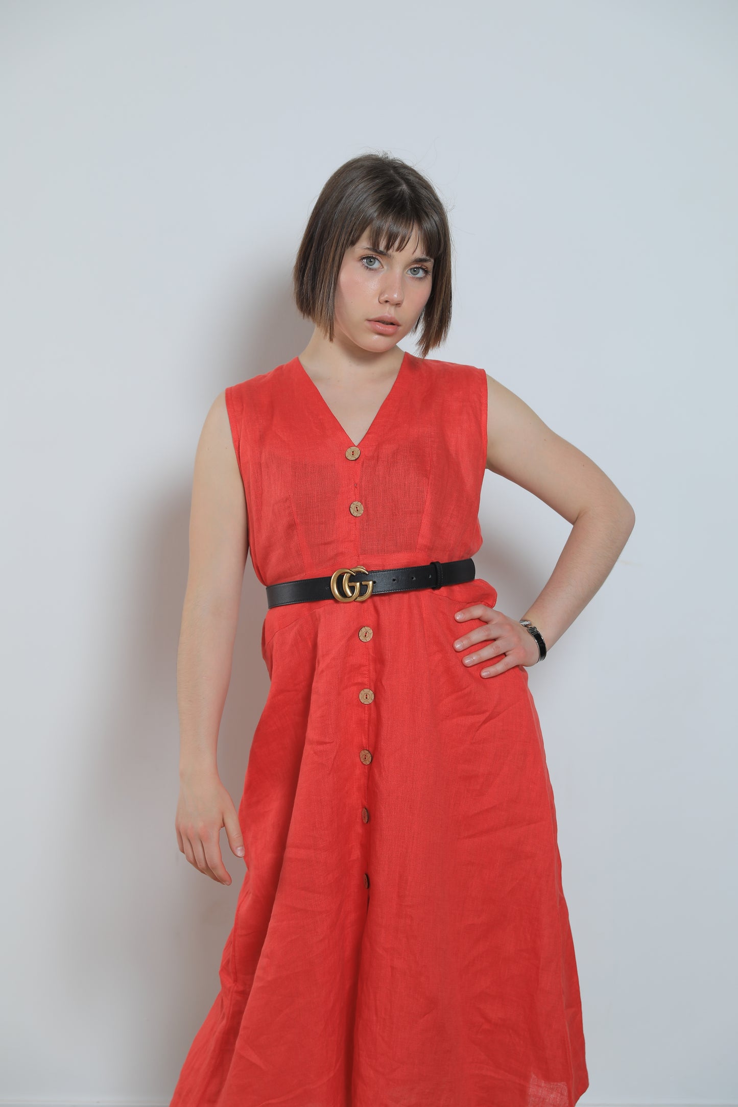 Daisy Button A Linen Dress