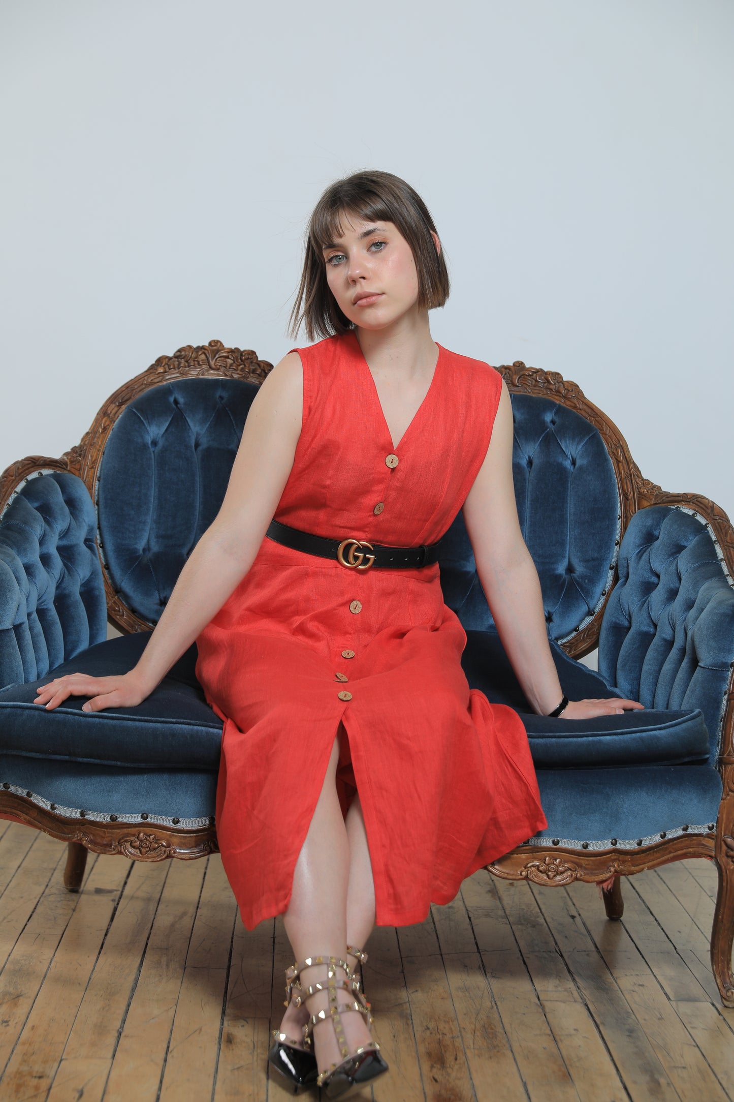 Daisy Button A Linen Dress