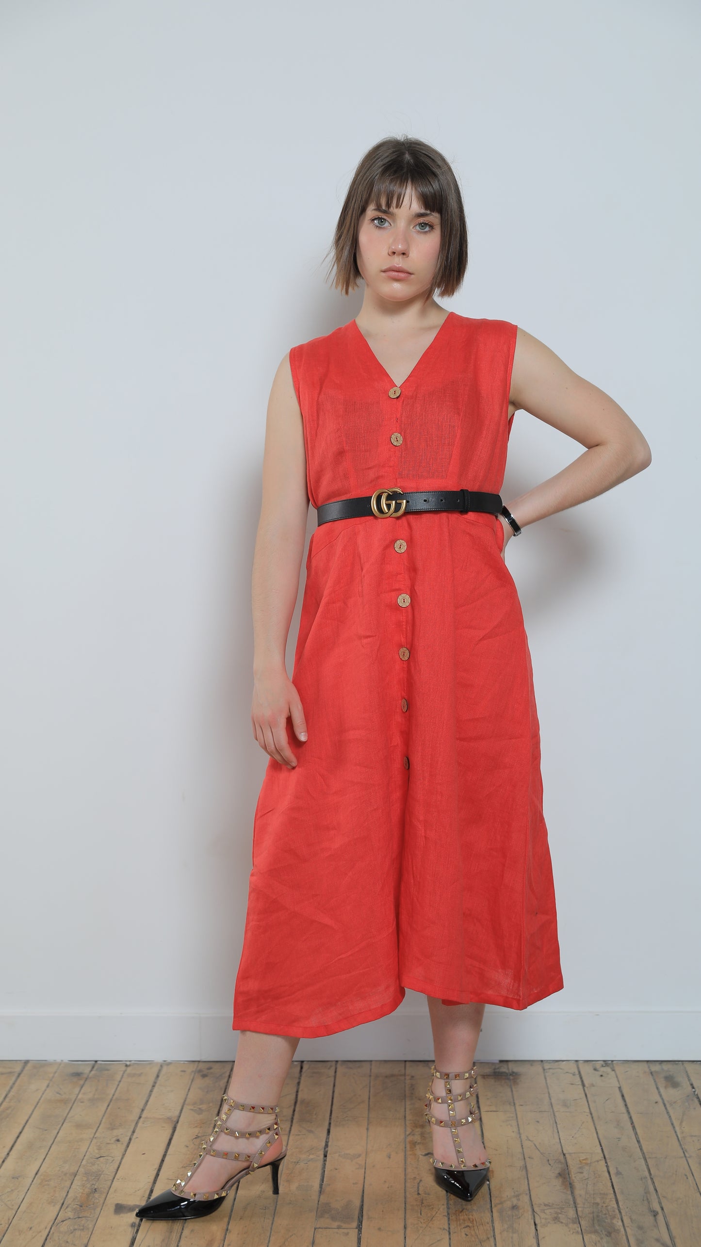 Daisy Button A Linen Dress