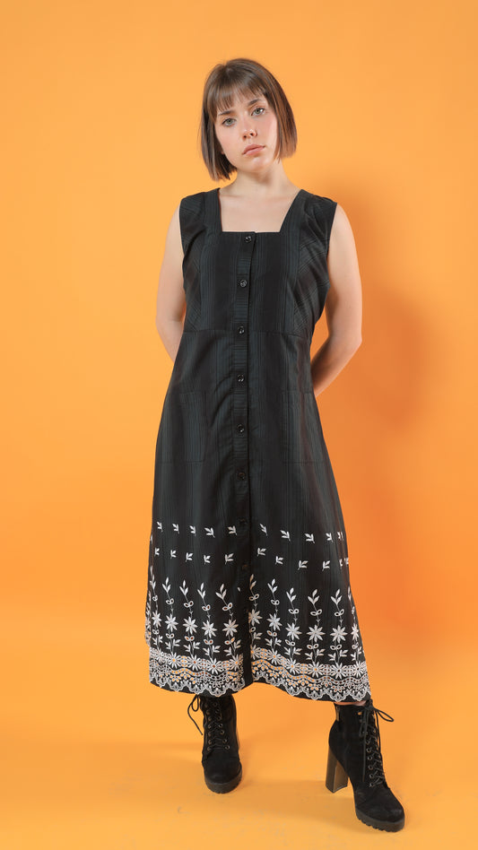 Sara Embroidered cotton Linen  Dress