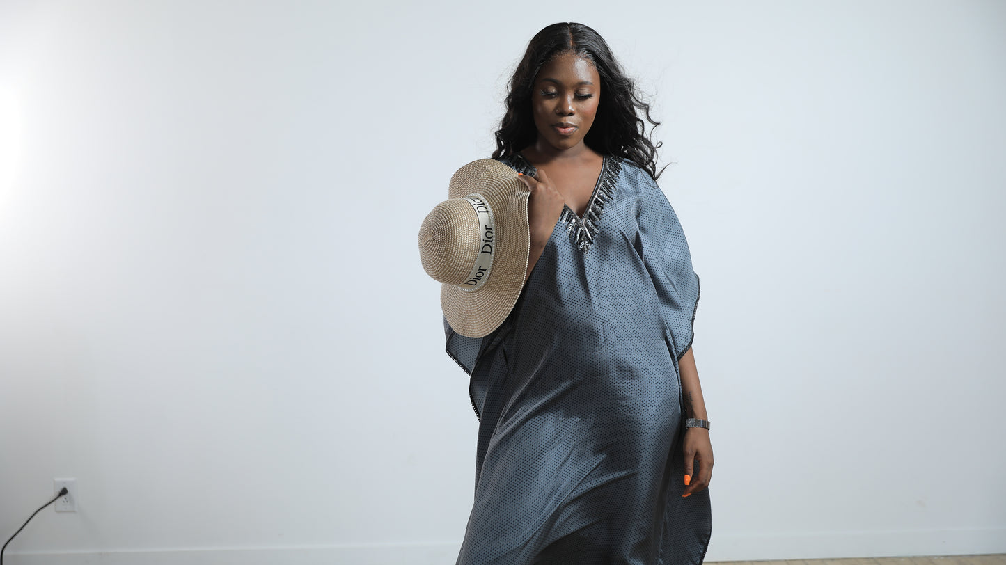 Camellia polka dot Kaftan dress