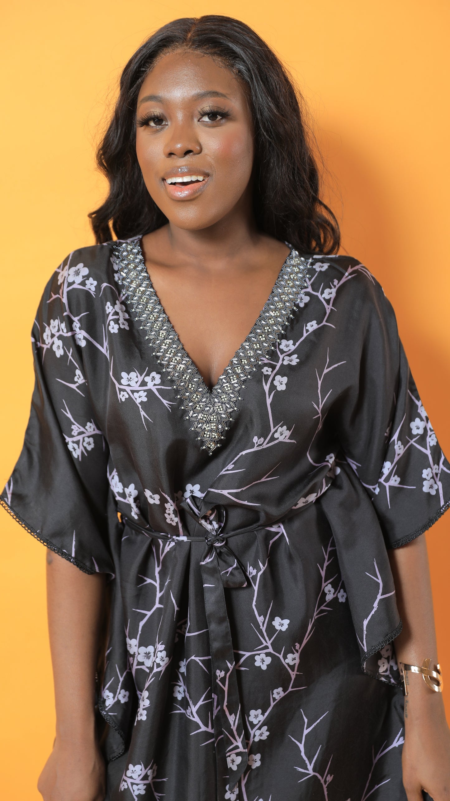 Camellia Silk Kaftan dress