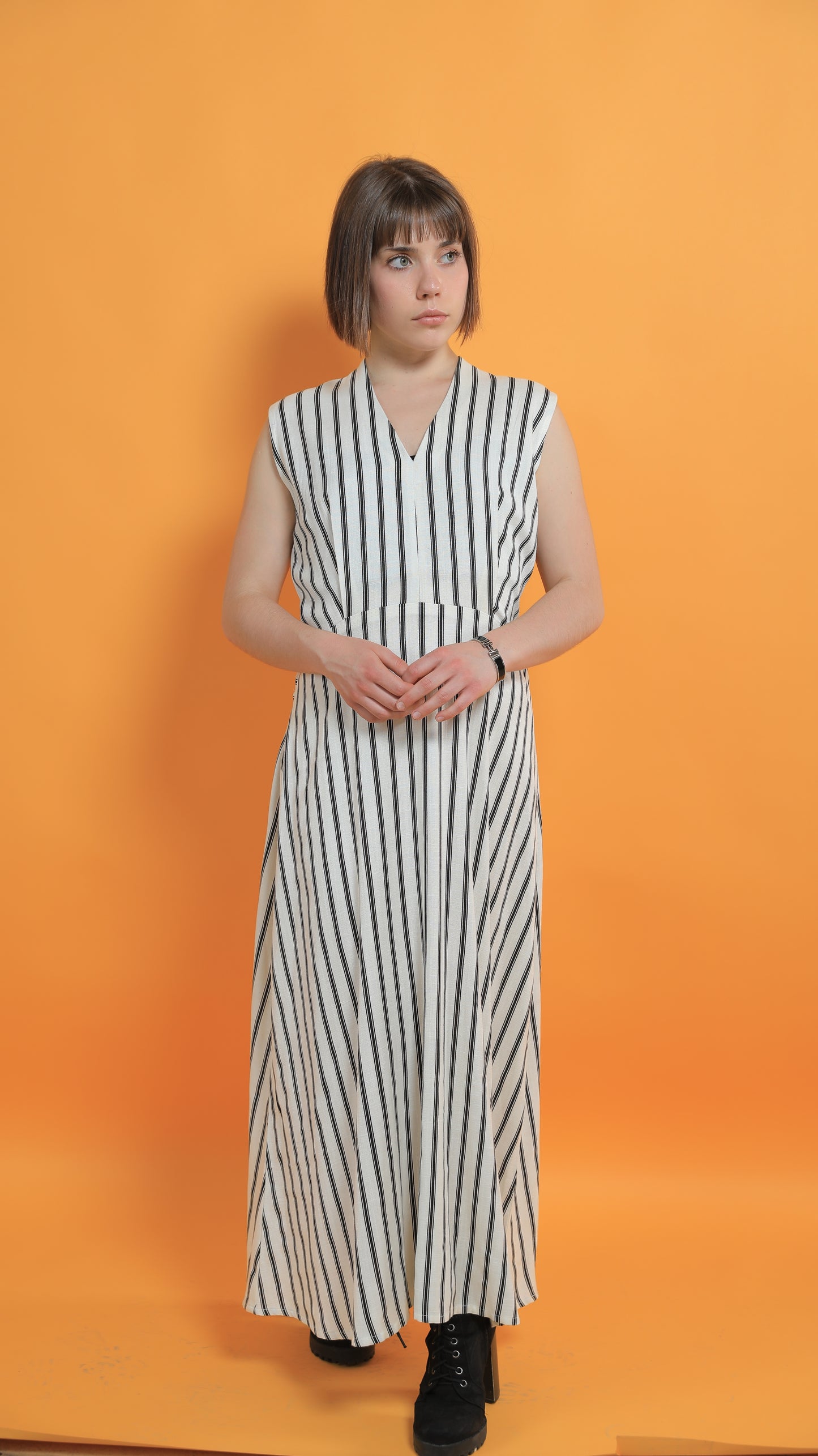 Kate Long Linen Dress with Bow