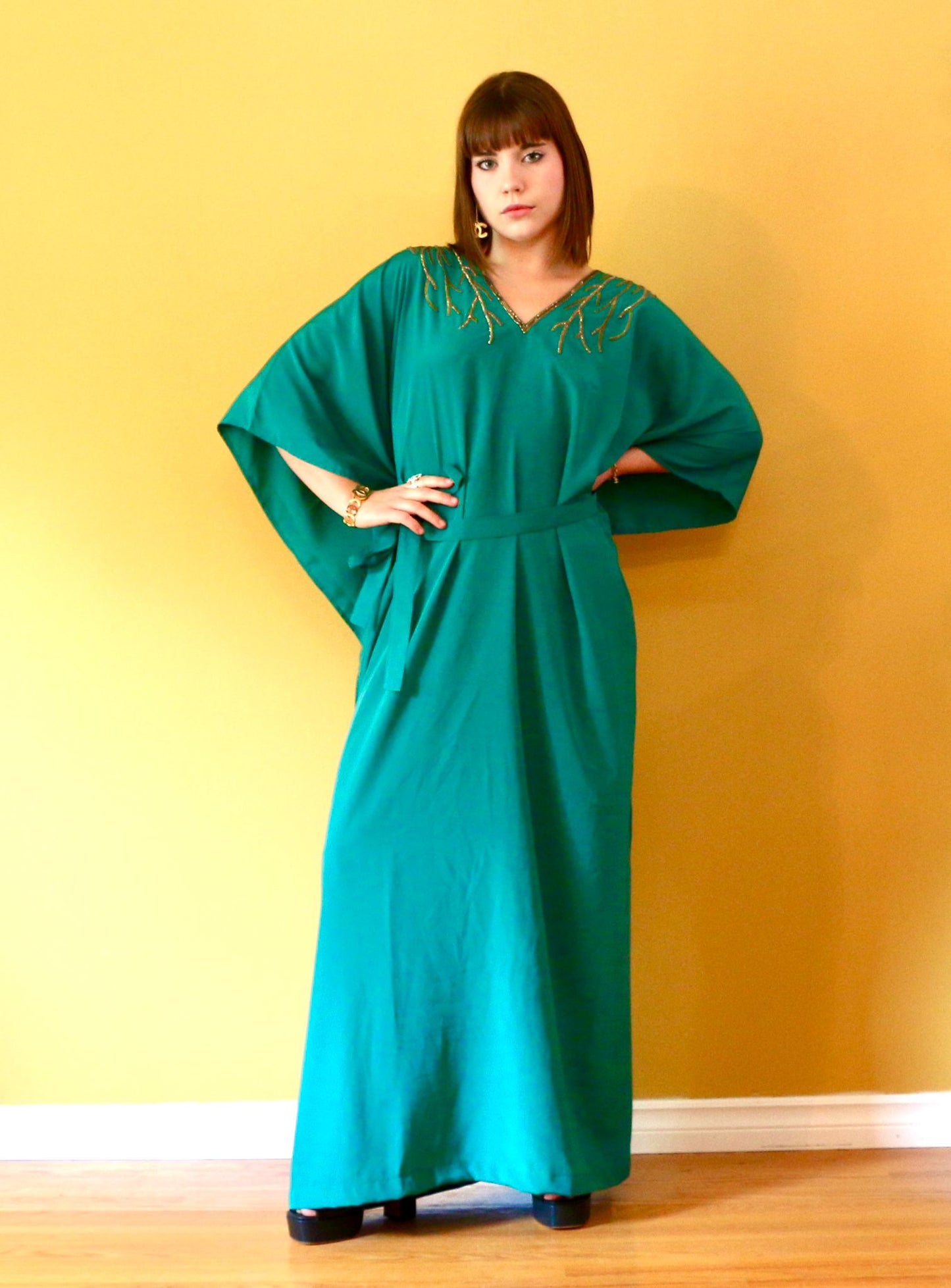 Camellia Silk Kaftan dress